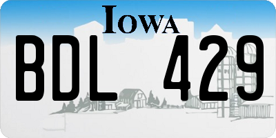 IA license plate BDL429