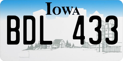IA license plate BDL433