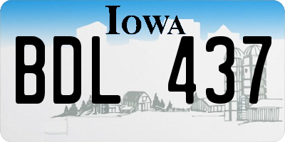 IA license plate BDL437