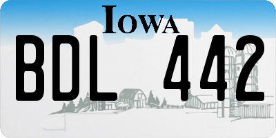 IA license plate BDL442