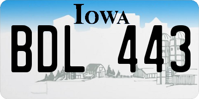 IA license plate BDL443