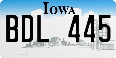 IA license plate BDL445