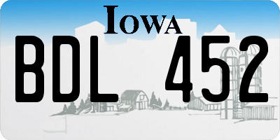 IA license plate BDL452