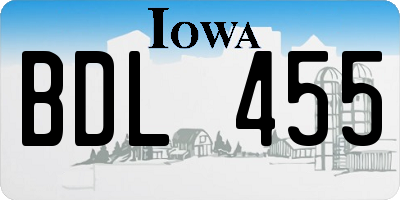 IA license plate BDL455