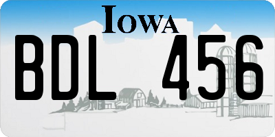 IA license plate BDL456