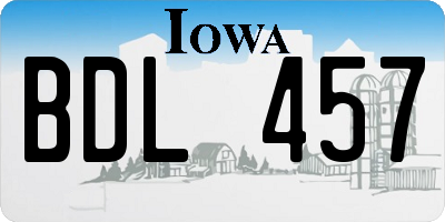 IA license plate BDL457