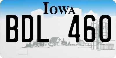 IA license plate BDL460