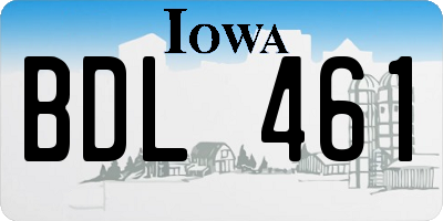 IA license plate BDL461
