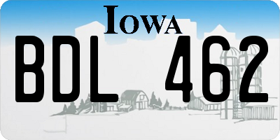 IA license plate BDL462
