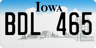 IA license plate BDL465