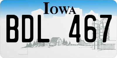 IA license plate BDL467