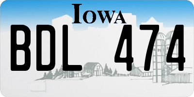 IA license plate BDL474