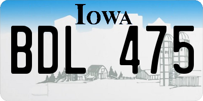 IA license plate BDL475