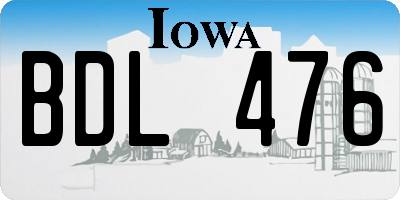 IA license plate BDL476