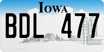 IA license plate BDL477