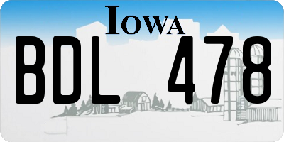 IA license plate BDL478