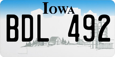 IA license plate BDL492