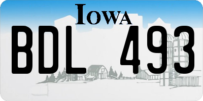 IA license plate BDL493