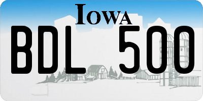 IA license plate BDL500
