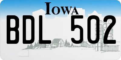 IA license plate BDL502