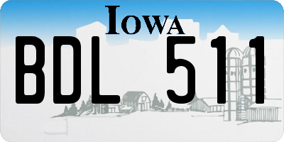 IA license plate BDL511