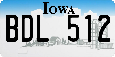 IA license plate BDL512