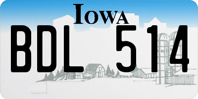 IA license plate BDL514