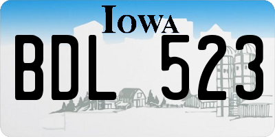 IA license plate BDL523