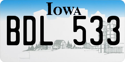 IA license plate BDL533