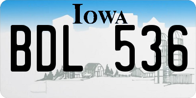 IA license plate BDL536