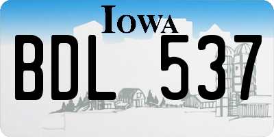 IA license plate BDL537
