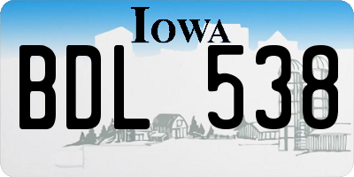 IA license plate BDL538
