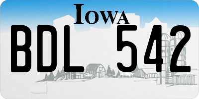 IA license plate BDL542