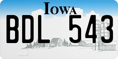 IA license plate BDL543