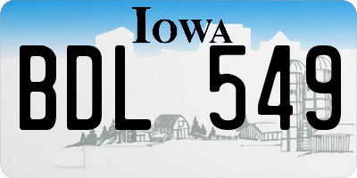IA license plate BDL549