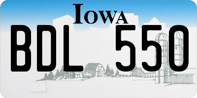 IA license plate BDL550