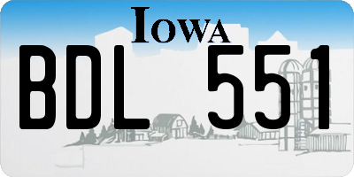 IA license plate BDL551