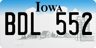IA license plate BDL552