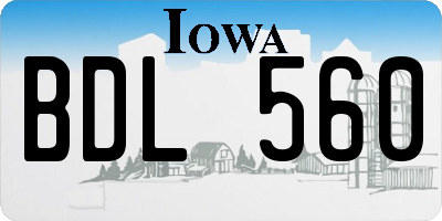 IA license plate BDL560