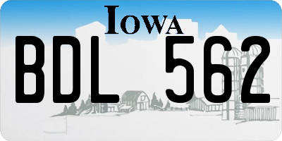 IA license plate BDL562