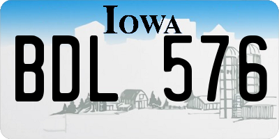 IA license plate BDL576