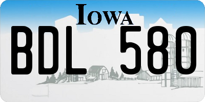 IA license plate BDL580