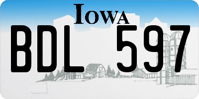 IA license plate BDL597