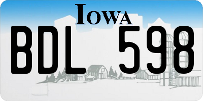 IA license plate BDL598