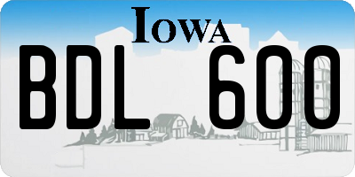 IA license plate BDL600