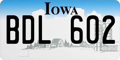 IA license plate BDL602