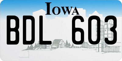 IA license plate BDL603