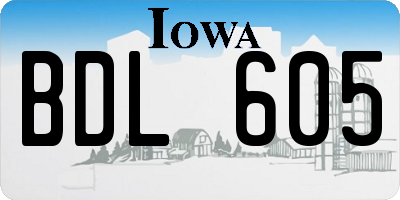 IA license plate BDL605