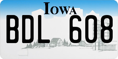 IA license plate BDL608
