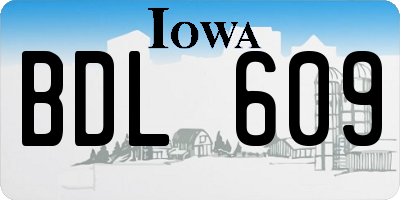 IA license plate BDL609